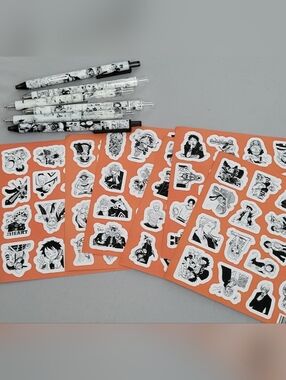 Animee Manga Character Sticker 100 & 6 Click Pens-NWOT